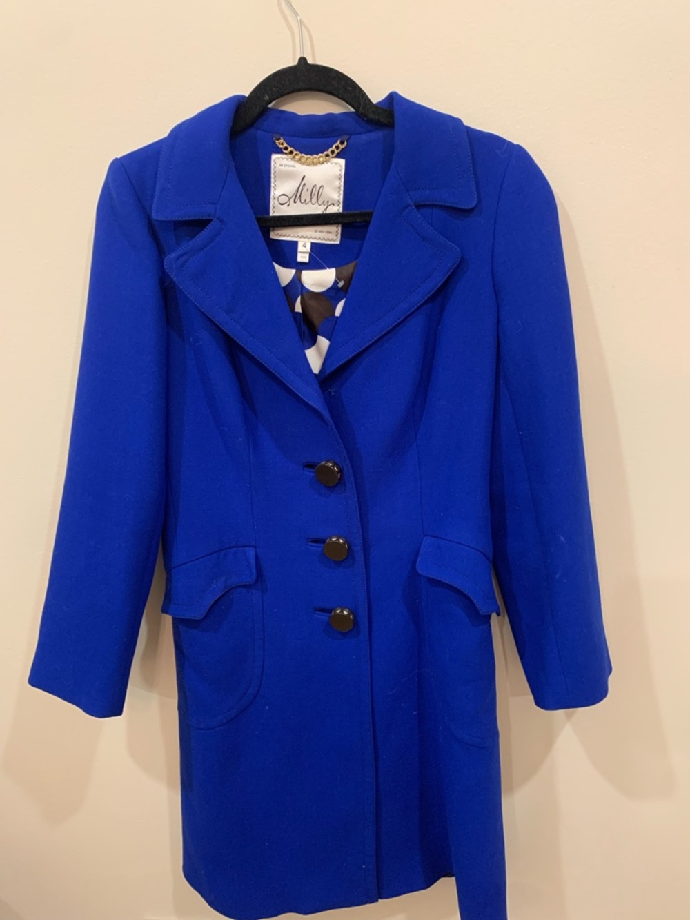 Milly Cobalt Blue Tailored Blazer Coat